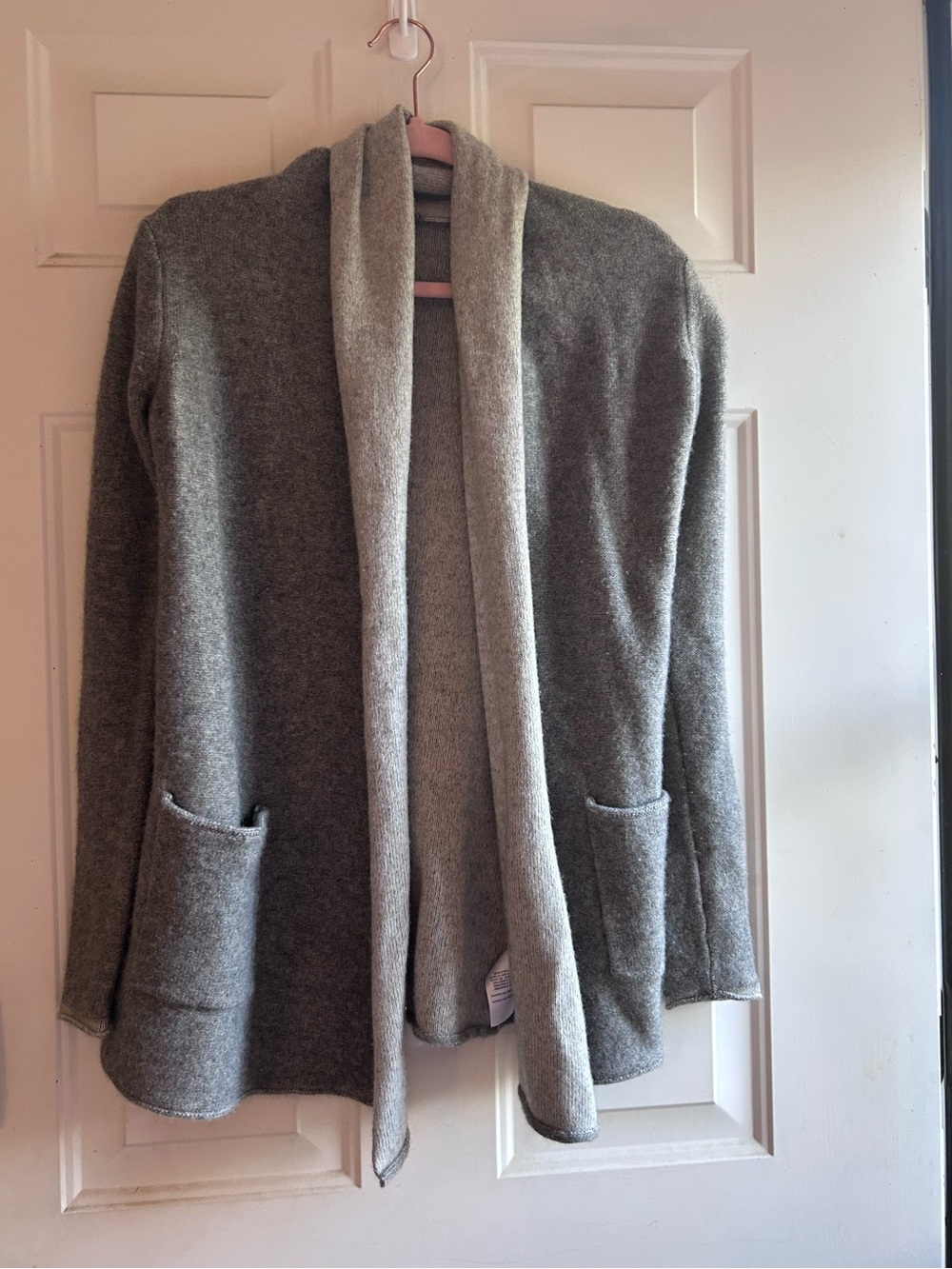 Babaton Gray Wool Cashmere Long Open Cardigan Sweater Pockets - Picture 3 of 16